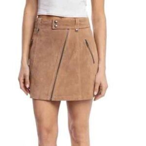 Blank NYC Camel Mini Skirt with Zipper Accents